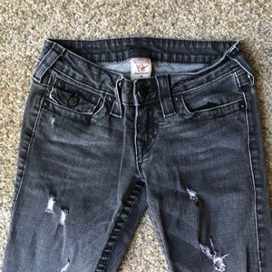 Black Distressed True Religion Jeans 25
